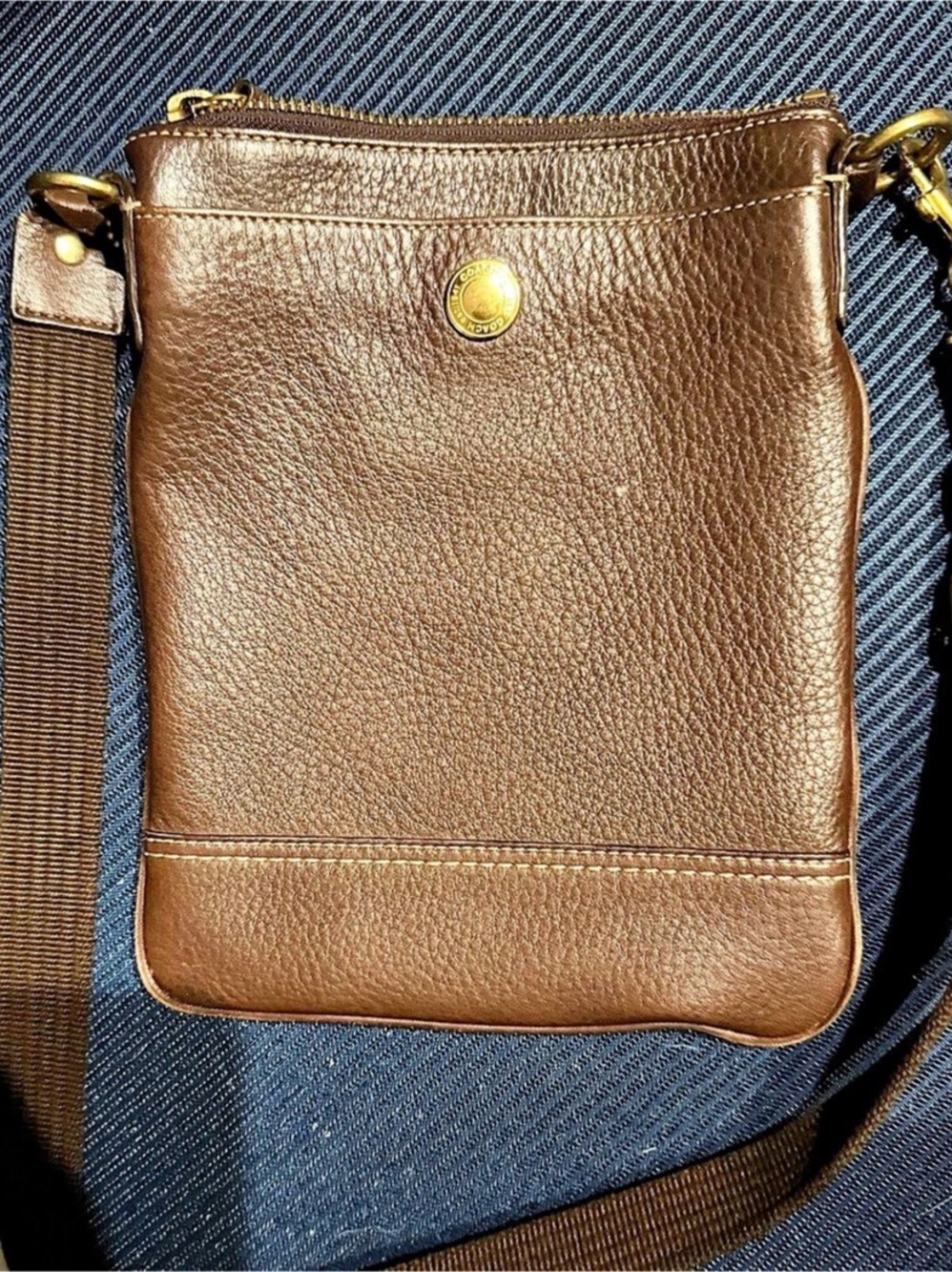 Coach Black Pebbled Leather Crossbody Shoulder Bag